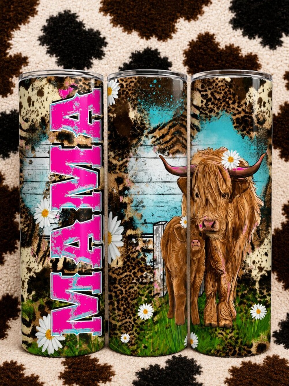 Mama Highland Cow 20oz Skinny Tumbler Insulated Cup